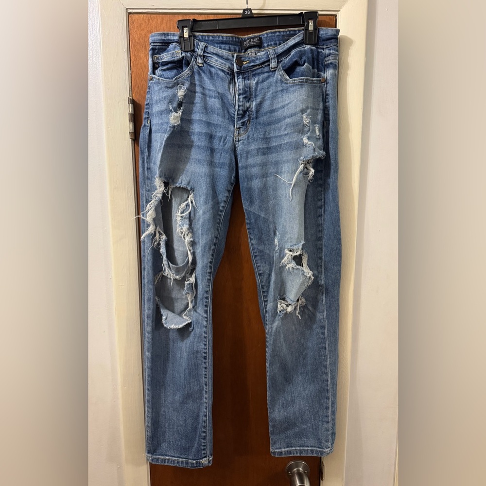 JUDY BLUE Lunch Break Mid-Rise Distressed Boyfriend Jeans Size 11 - 30” Waist